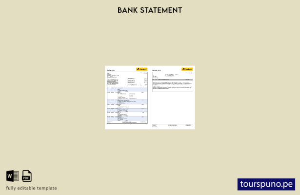 Plantilla de páginas de extracto de Alemania Postbank lista para imprimir